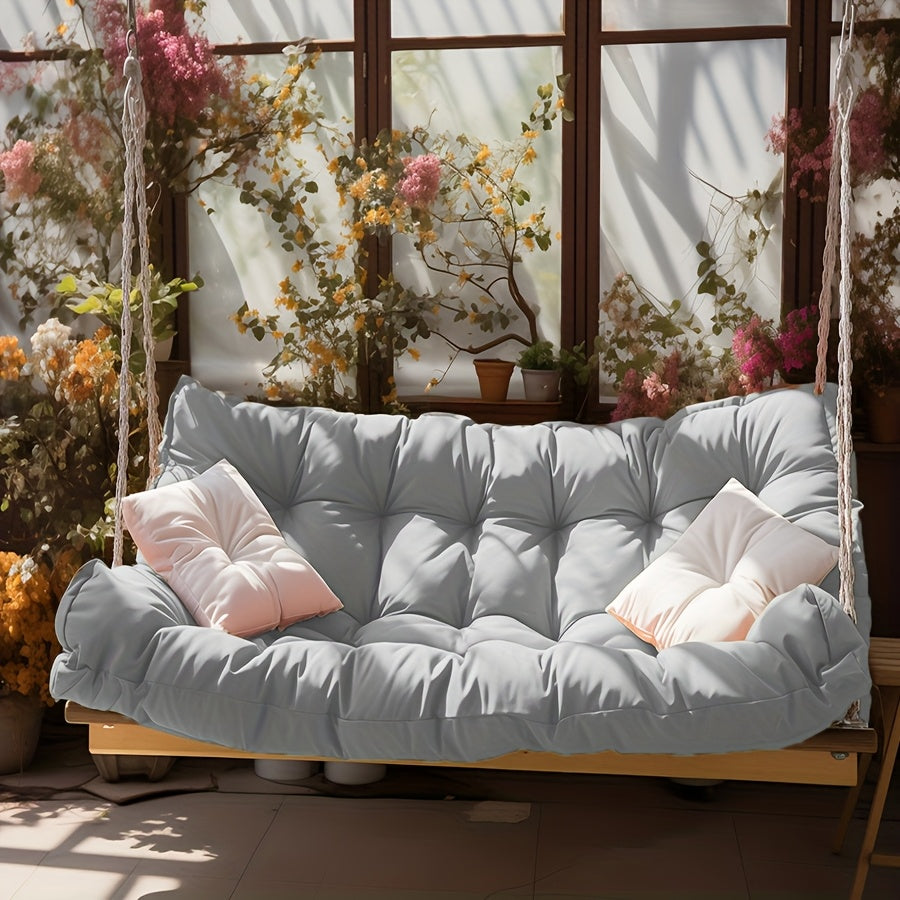 Extra Large 60x40 Inch Outdoor Swing Cushion with Backrest - Heavy-Duty Waterproof Bench Cushion for Porch, Patio, Garden - Thickened 4-Inch, All-Weather Fiber with Tie Fasteners - Compatible with Swings, Benches, Sofas - Mul