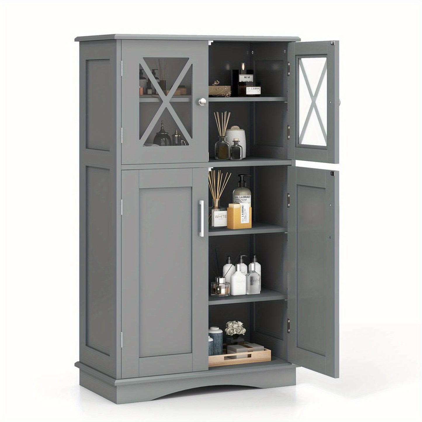 Multigot Bathroom Storage Cabinet Linen Storage Cabinet with Doors and Adjustable Shelves