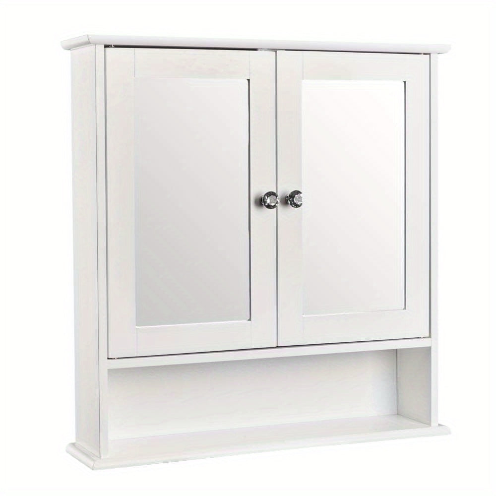 White 2-Door Adjustable Shelf Medicine Cabinet Organizer - Wall Mounted Bathroom Storage Cabinet for Kitchen Laundry Room Hotels