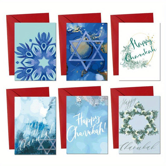 12-Pack Hanukkah Greetings Set, Fun Jewish Holiday Notes without Power Supply, Paper Material, General Fit for Celebratory Occasions, Includes Envelopes - Ideal Gifts for Friends and Family