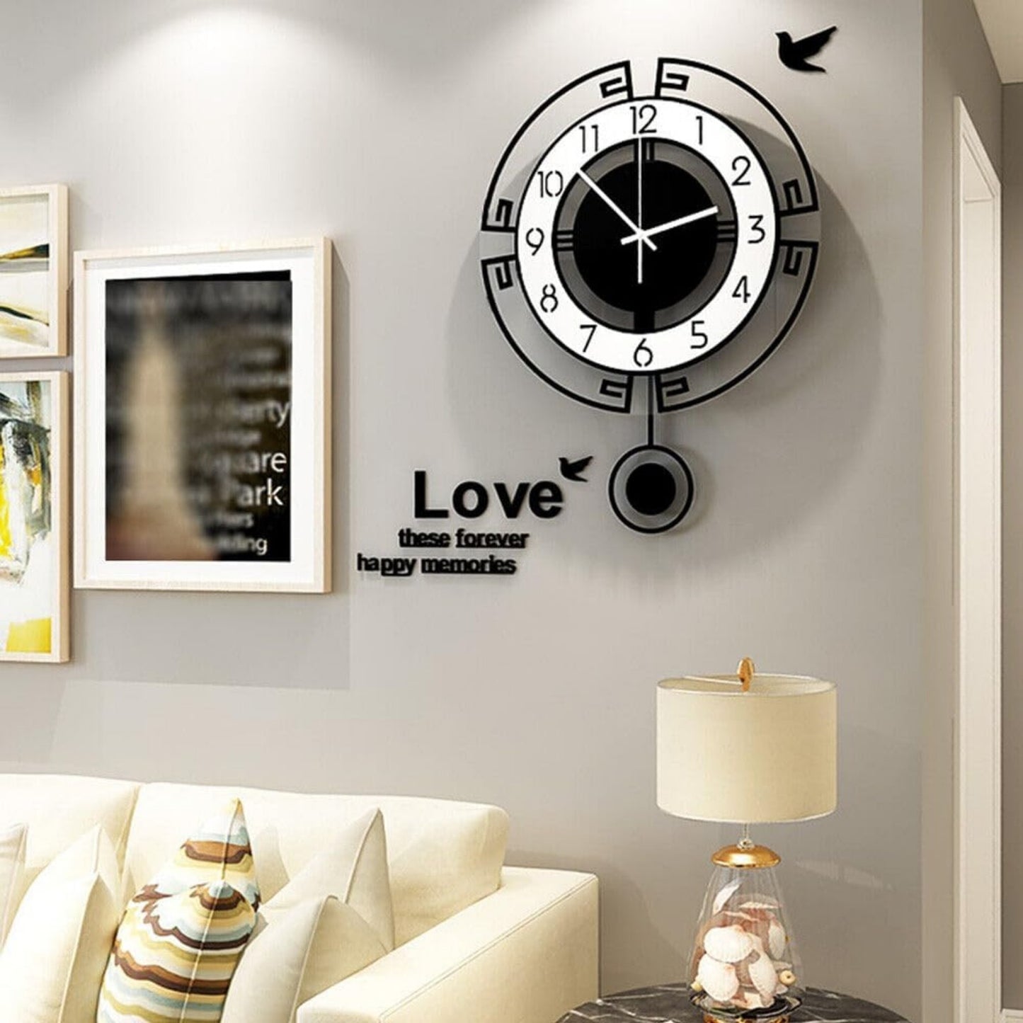 Modern Large 18-Inch Black & White Minimalist Wall Clock - Silent Non-Ticking Quartz Movement, Acrylic Round Clock with Black Hands & White Face, Sturdy Iron Frame for Living Room, Bedroom, Kitchen, Office - Easy-to-Clean Sur