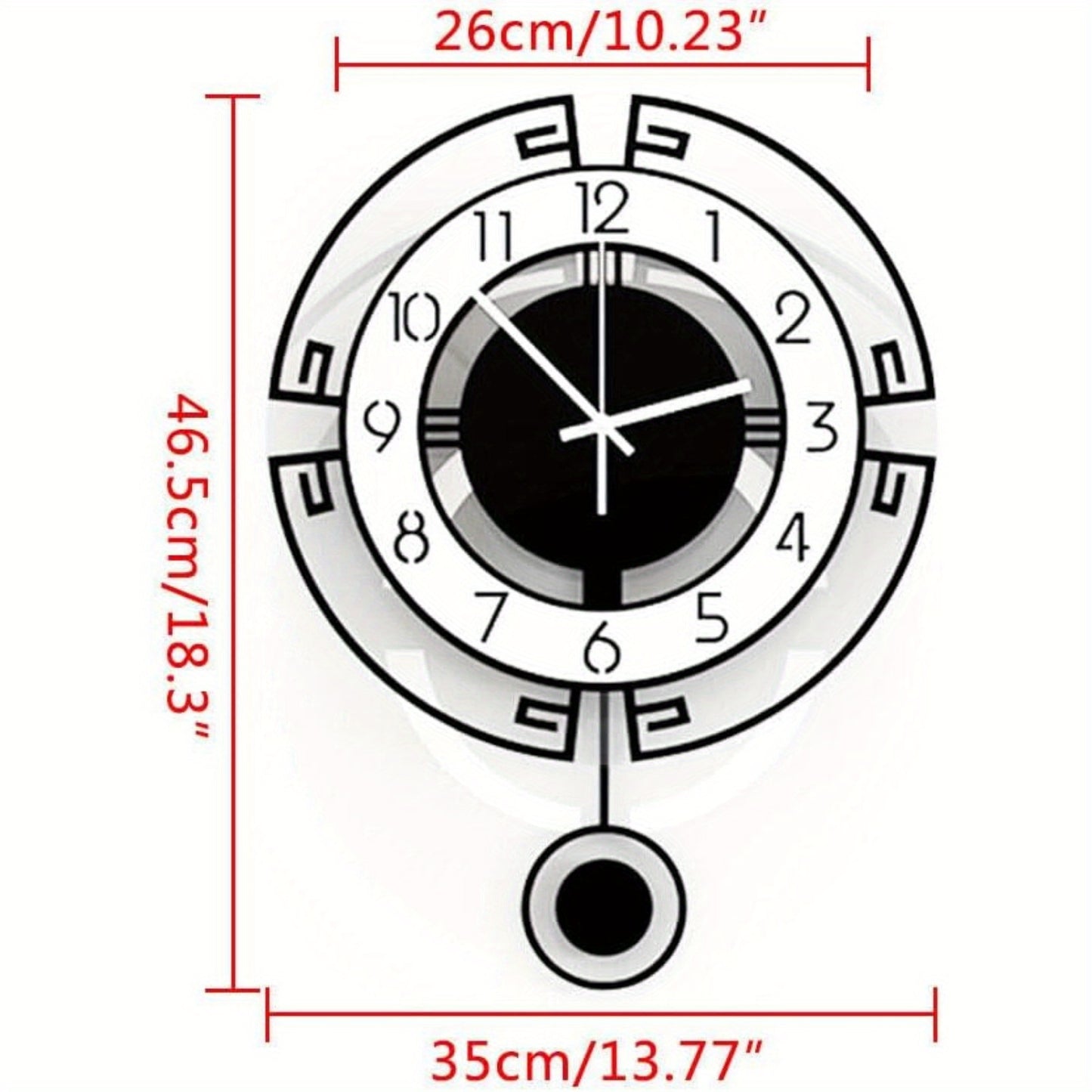 Modern Large 18-Inch Black & White Minimalist Wall Clock - Silent Non-Ticking Quartz Movement, Acrylic Round Clock with Black Hands & White Face, Sturdy Iron Frame for Living Room, Bedroom, Kitchen, Office - Easy-to-Clean Sur