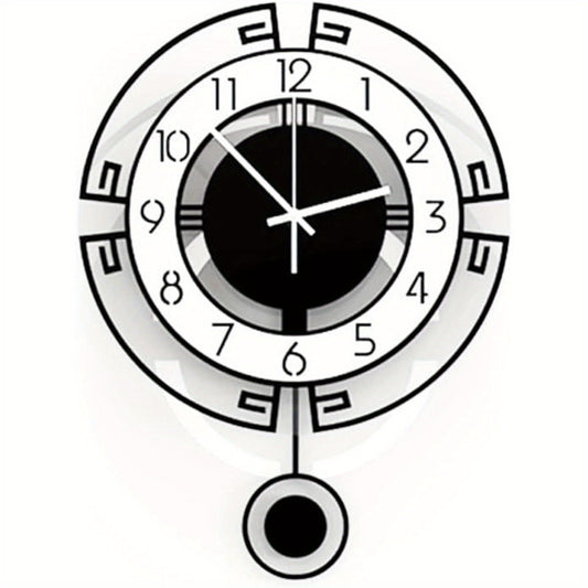 Modern Large 18-Inch Black & White Minimalist Wall Clock - Silent Non-Ticking Quartz Movement, Acrylic Round Clock with Black Hands & White Face, Sturdy Iron Frame for Living Room, Bedroom, Kitchen, Office - Easy-to-Clean Sur