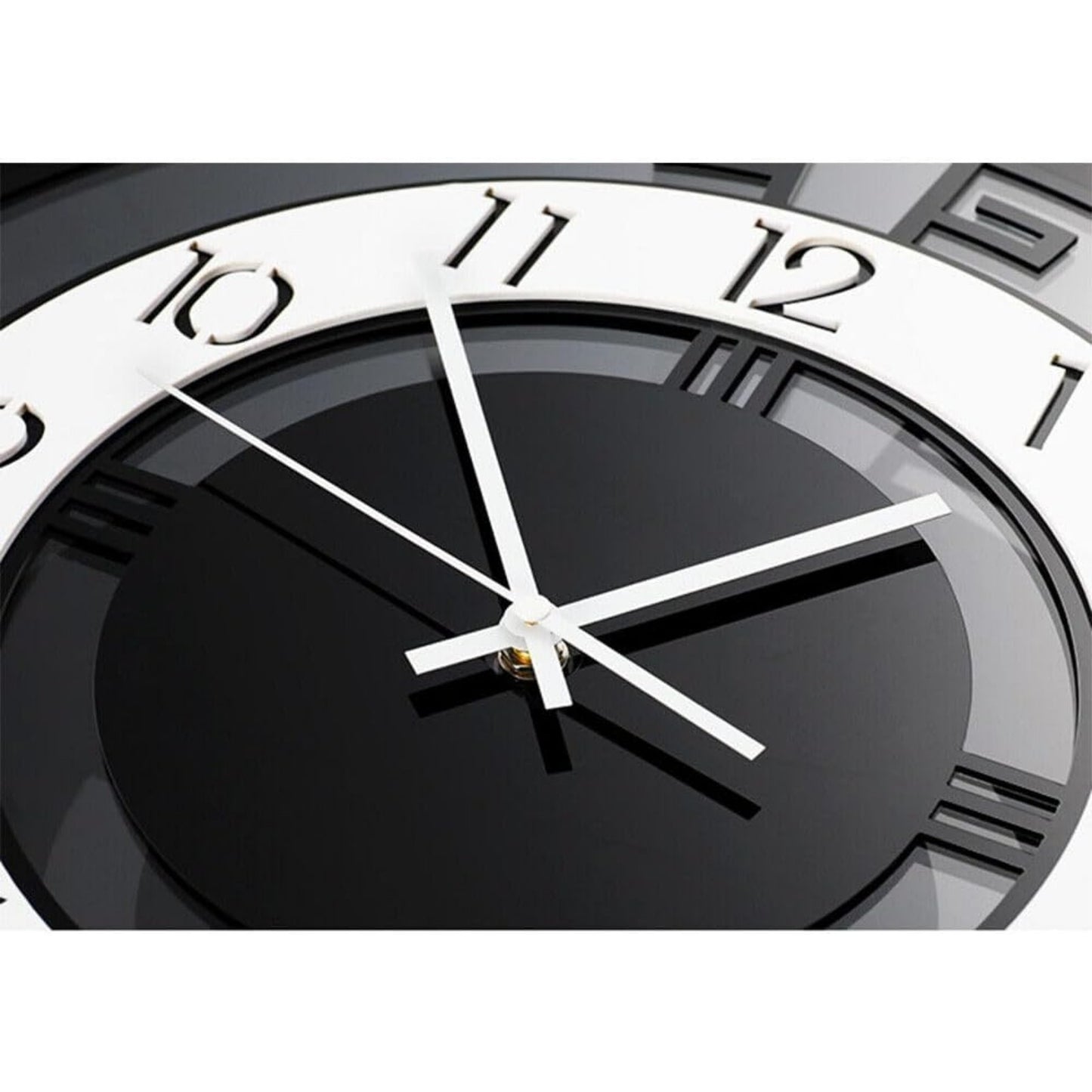 Modern Large 18-Inch Black & White Minimalist Wall Clock - Silent Non-Ticking Quartz Movement, Acrylic Round Clock with Black Hands & White Face, Sturdy Iron Frame for Living Room, Bedroom, Kitchen, Office - Easy-to-Clean Sur