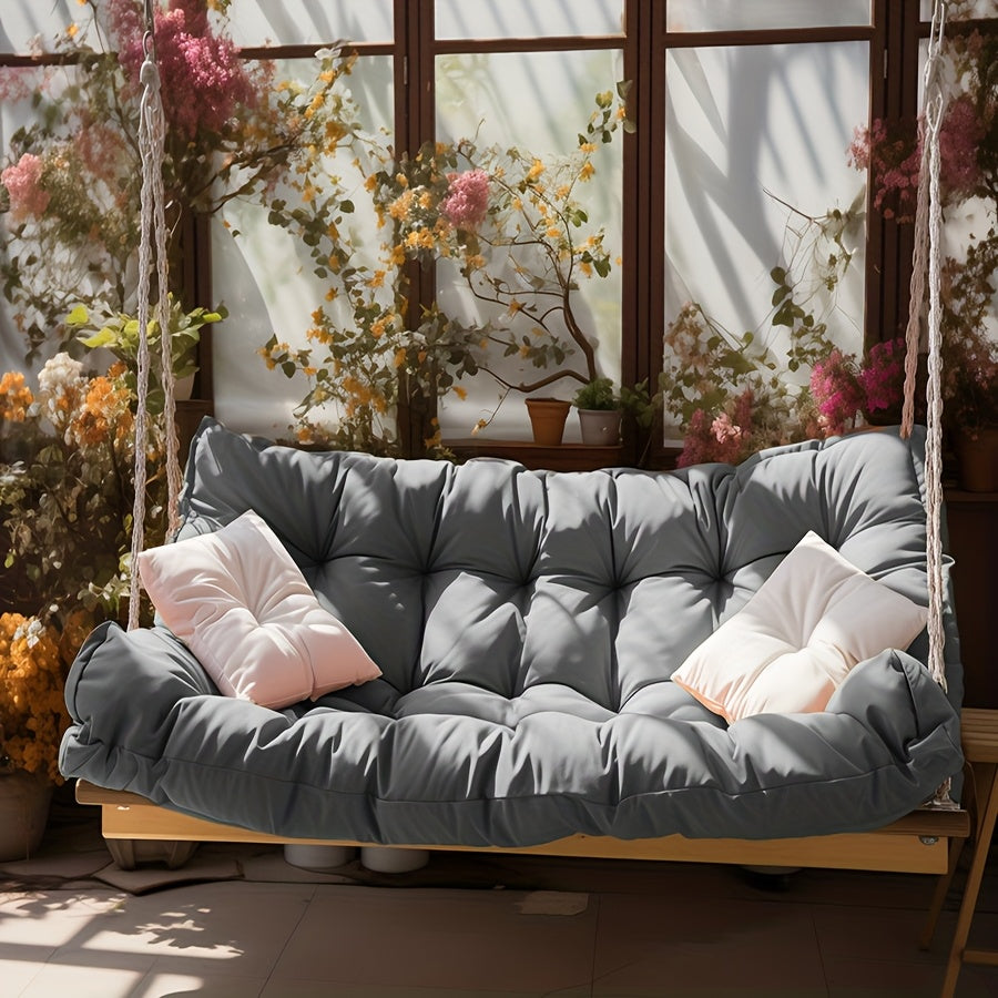 Extra Large 60x40 Inch Outdoor Swing Cushion with Backrest - Heavy-Duty Waterproof Bench Cushion for Porch, Patio, Garden - Thickened 4-Inch, All-Weather Fiber with Tie Fasteners - Compatible with Swings, Benches, Sofas - Mul