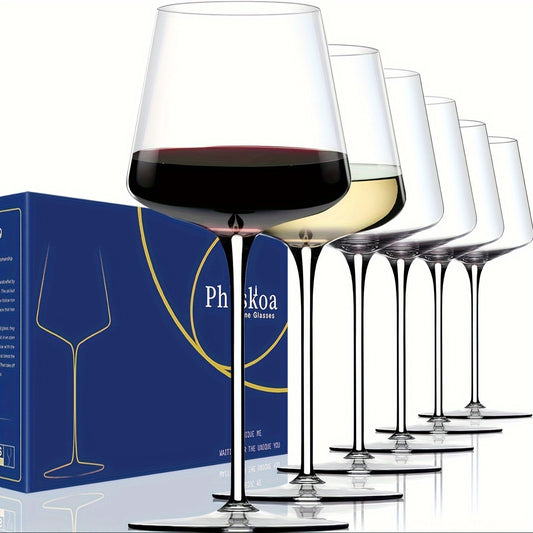 White Wine Glasses Set of 6, 18 oz Clear Hand Blown Crystal Wine Glasses Tall Long Stem Modern Wine Glasses, Unique square wine glasses with flat bottom For Cabernet, Burgundy