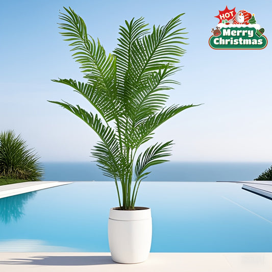 1-Pack Realistic Artificial Palm Tree - 5.2ft Tall Fake Palm Plant with Lush Green Leaves, No Maintenance Indoor/Outdoor Decor for Home, Office, Garden, Poolside - Includes Container - Perfect for Christmas, Housewarming, St.