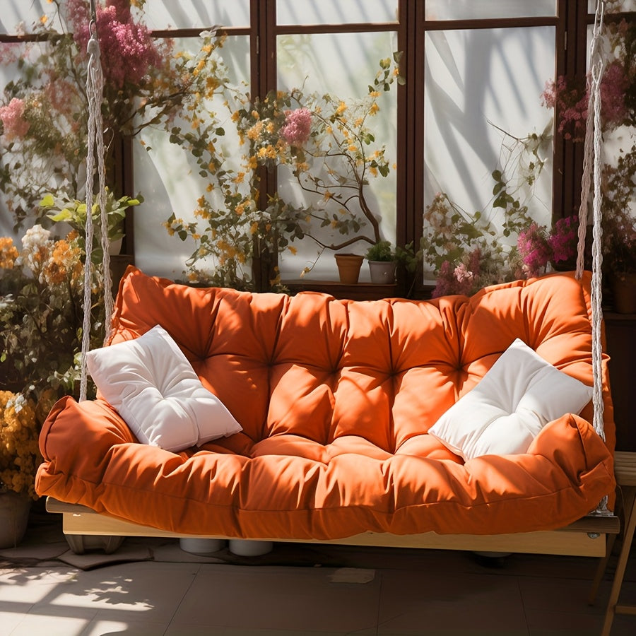 Extra Large 60x40 Inch Outdoor Swing Cushion with Backrest - Heavy-Duty Waterproof Bench Cushion for Porch, Patio, Garden - Thickened 4-Inch, All-Weather Fiber with Tie Fasteners - Compatible with Swings, Benches, Sofas - Mul