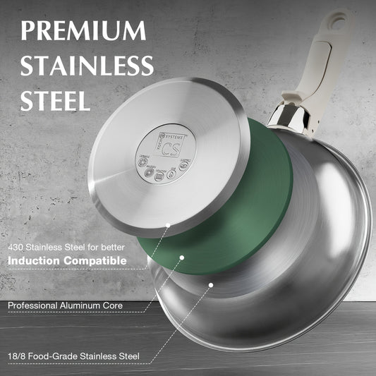 7pcs Stainless Steel Pots And Pans Set, Kitchen Cookware Sets Stainless Steel, 7pcs Stainless Steel Pots And Pans Cookware Set with Detachable Handle, Cooking Set Space Saving, Oven Safe, Induction Ready