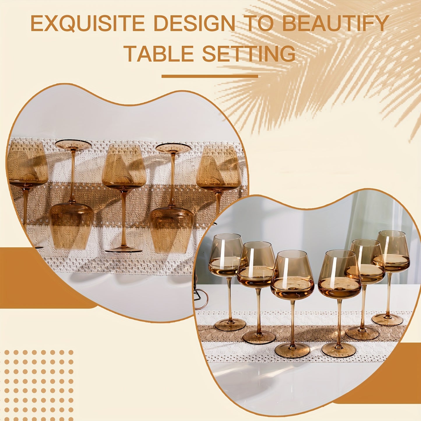 Amber Wine Glasses Set 6-18oz[Hand-Blown] Unique Wine Glasses, Crystal Amber Wine Glass Set, Amber Glassware Drinking Glasses For Red White Wine For Christmas Bar Party