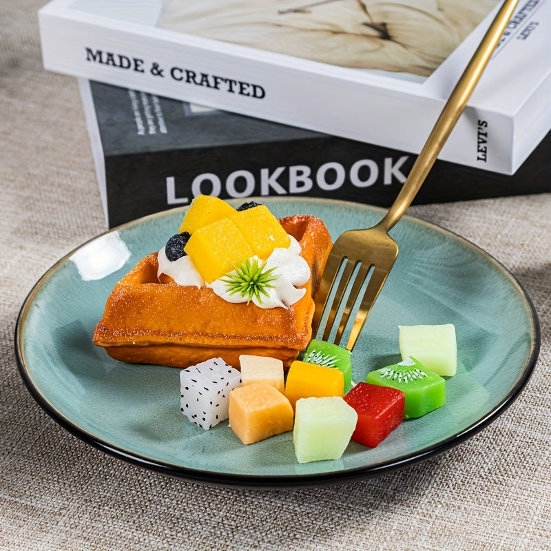 16pcs Handcrafted Kiln-transformed Green Ceramic Tableware Set, 4-person Ceramic Tableware Set - Including Dinner Plates, Salad Plates, And Cereal Bowls - Suitable For Microwave And Dishwasher, Scratch-resistant, Tableware Se