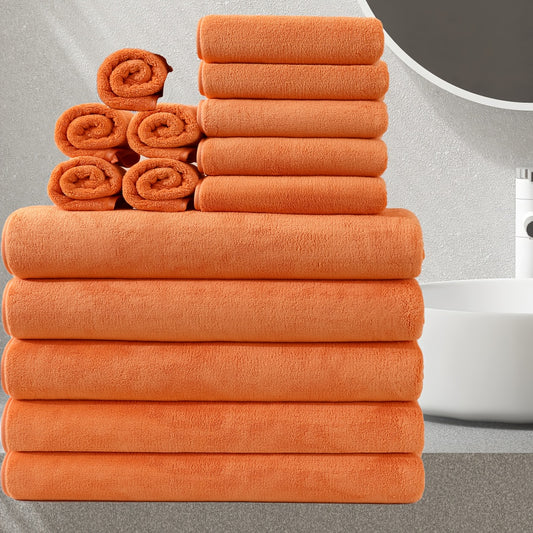 15pcs Coral Fleece Square Towel Set, Includes 5 Bath Towels, 5 Hand Towels, 5 Washcloths, More Soft and Absorbent Than Pure, Non-Shedding, Perfect for Christmas, Easter