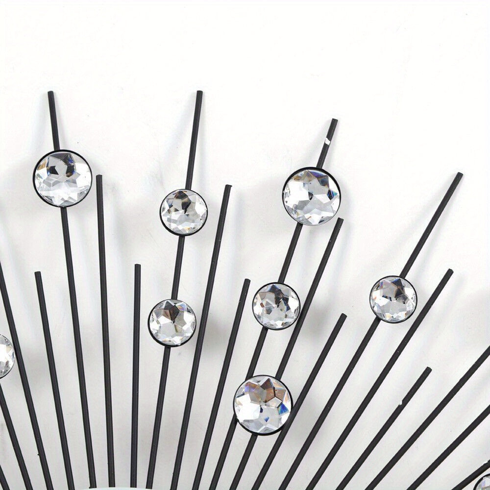 3D Peacock Feather Design Wall Clock | 23.62" Round Glass Mirror Surface | Non-Fading Metal Frame | Quartz Movement | Elegant Home Decor for Living Room