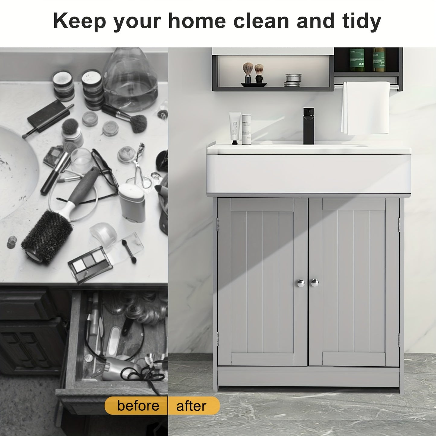 Bonnlo Pedestal Sink Cabinets with 2 Doors, Traditional Under Sink Storage Cabinets, 2-Door And Adjustable Shelves, Bathroom Vanity Storage