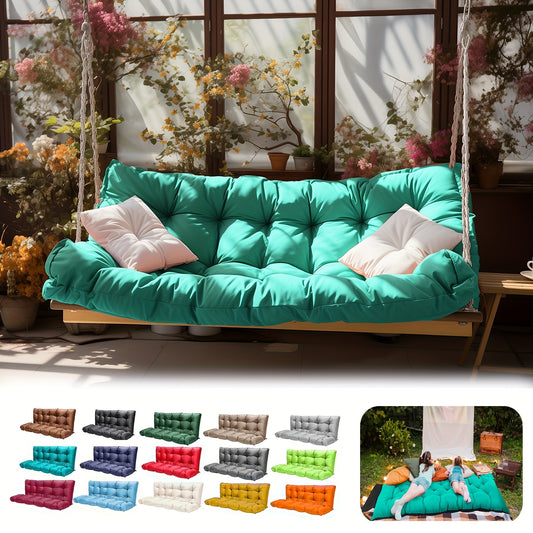 Extra Large 60x40 Inch Outdoor Swing Cushion with Backrest - Heavy-Duty Waterproof Bench Cushion for Porch, Patio, Garden - Thickened 4-Inch, All-Weather Fiber with Tie Fasteners - Compatible with Swings, Benches, Sofas - Mul
