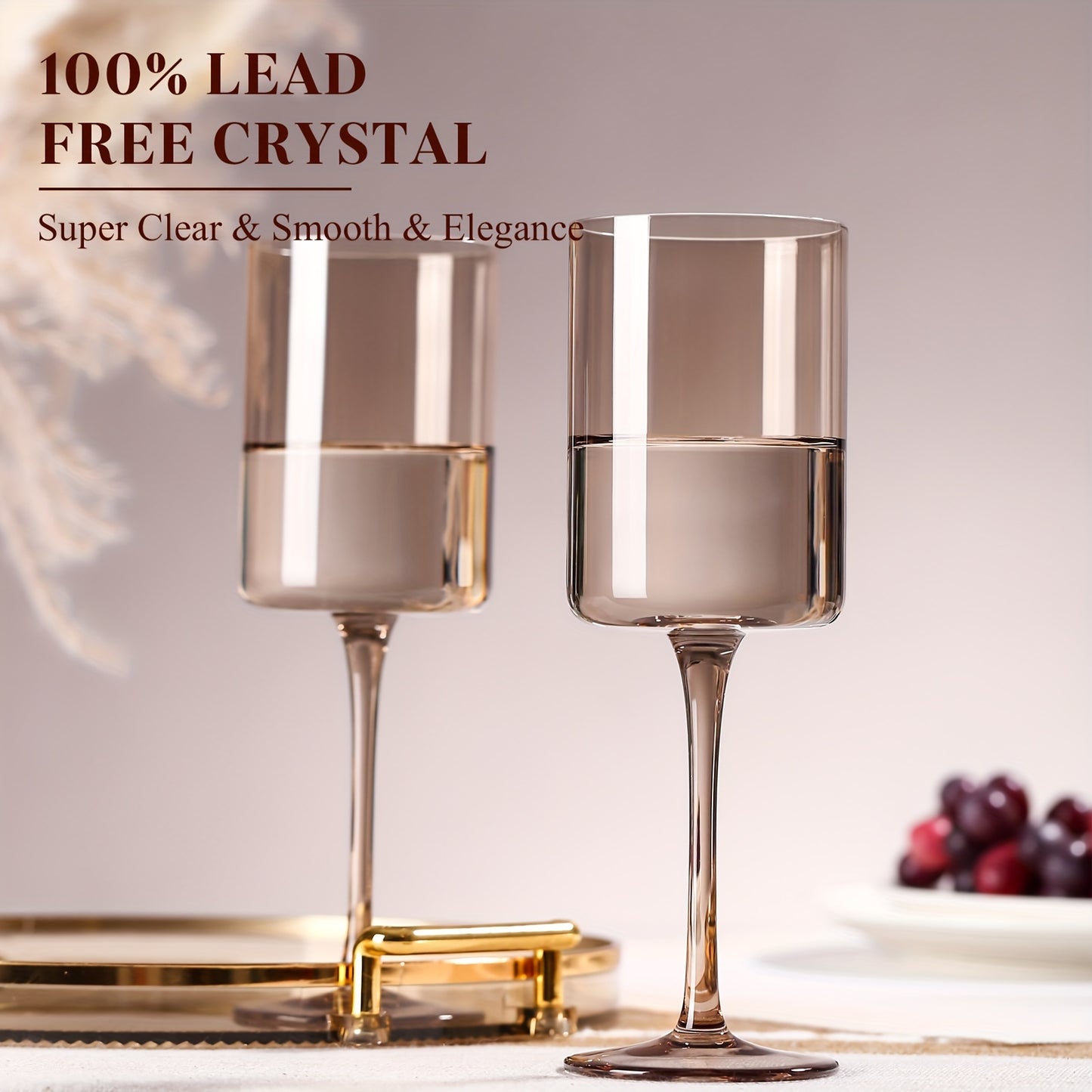 Soot Wine Glass Set (6-14 Oz) Hand Blown, Square Coloured Wine Glasses, Coloured Highball Glasses, Modern Wine Glasses Set Of 6, Wedding, Engagement, Couples, Anniversary And Christmas Eve, Christmas And Other Holiday Gifts