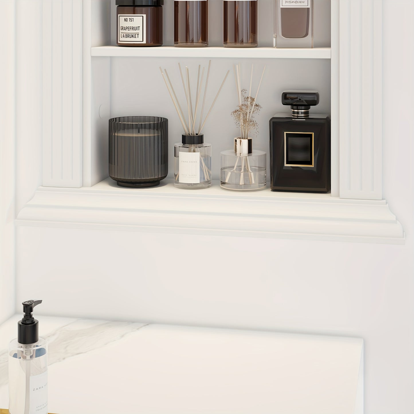 Recessed Shower Niche With Shelf, Recessed Shower Cabinet With 3 Shelves, No Tile Needed, Furniture For Home, Niche Shower For Bathroom Storage, Over-Mounted Installation, White