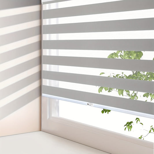 Wireless Zebra Shades, Pull-Down Roller Blinds, Dual-Layer Blackout Curtains, Day And Night Shades, Home Privacy Drapes, Easy Setup