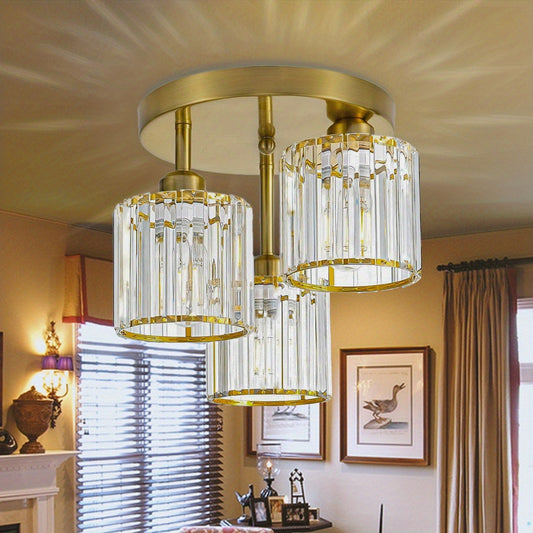 3-Light Modern Crystal Chandelier with Crystal Lampshades - Hardwired Ceiling Light Suitable for Bedroom, Dining Room, Living Room, Kitchen, Hallway, Bathroom - Compatible for, Installation Hardware Included (No)