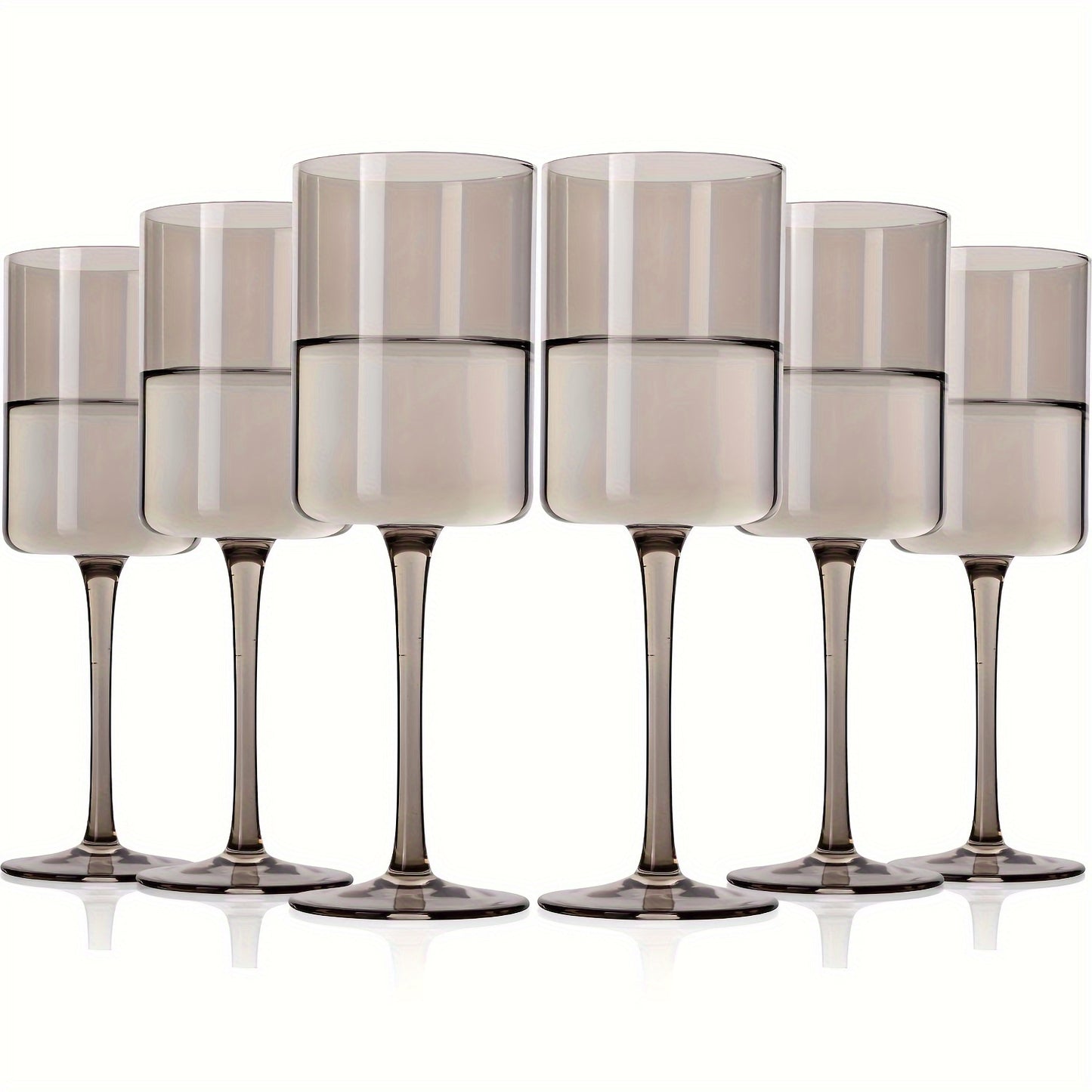 Soot Wine Glass Set (6-14 Oz) Hand Blown, Square Coloured Wine Glasses, Coloured Highball Glasses, Modern Wine Glasses Set Of 6, Wedding, Engagement, Couples, Anniversary And Christmas Eve, Christmas And Other Holiday Gifts