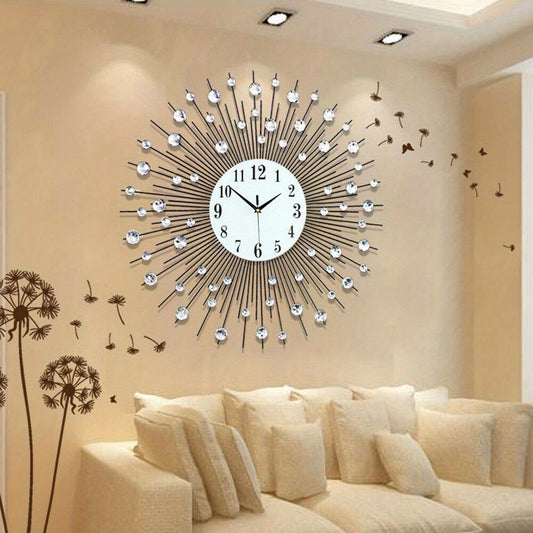 3D Peacock Feather Design Wall Clock | 23.62" Round Glass Mirror Surface | Non-Fading Metal Frame | Quartz Movement | Elegant Home Decor for Living Room