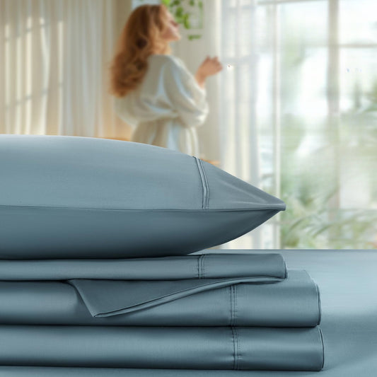 100% Cotton Full/Queen/King/California King Size Sheets Set- 600 Thread Count, Luxury Cotton Bed Sheets, 5-Star Hotel Quality Sheets, Breathable& Cooling, 18-24 Inch Deep Pocket- 4pcs