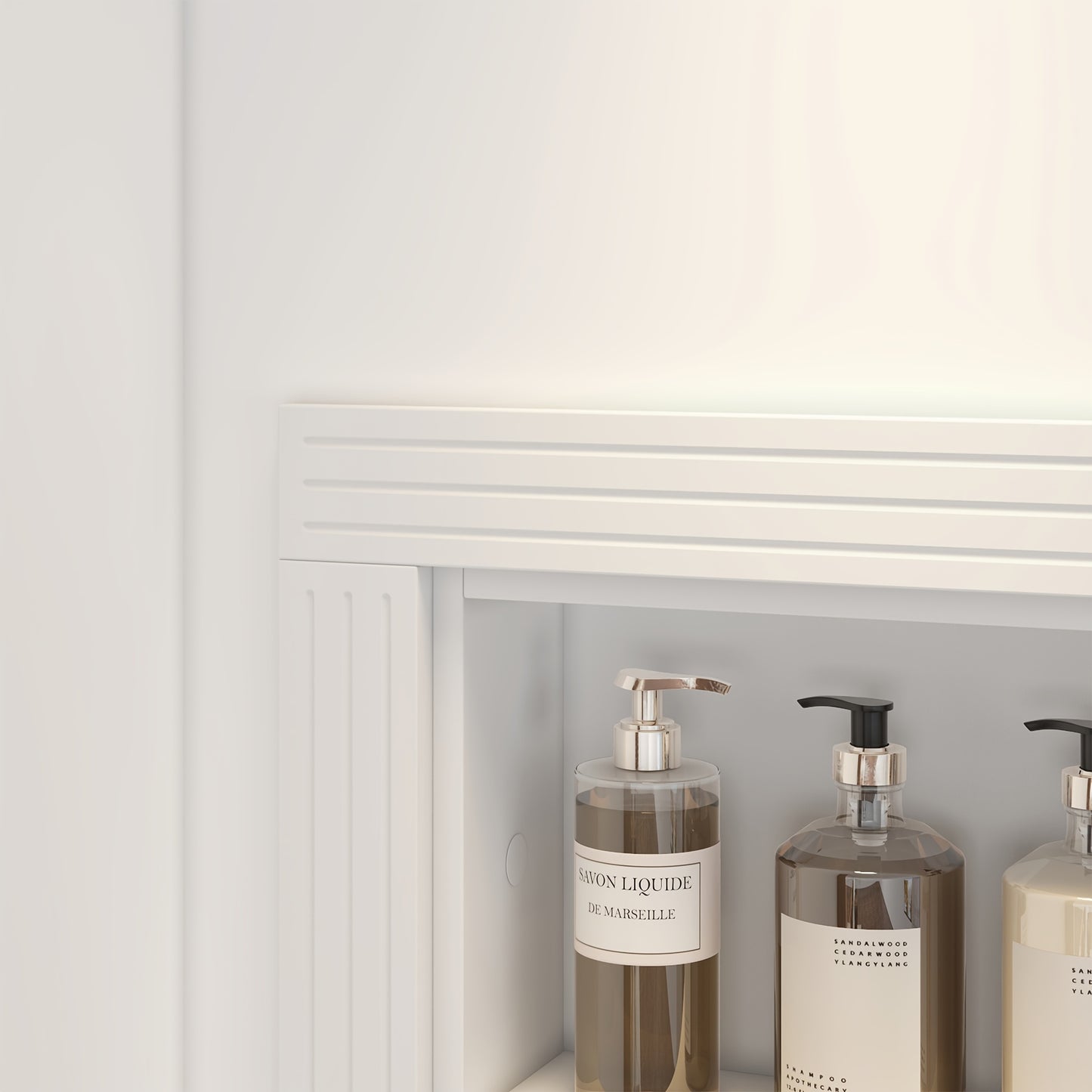 Recessed Shower Niche With Shelf, Recessed Shower Cabinet With 3 Shelves, No Tile Needed, Furniture For Home, Niche Shower For Bathroom Storage, Over-Mounted Installation, White