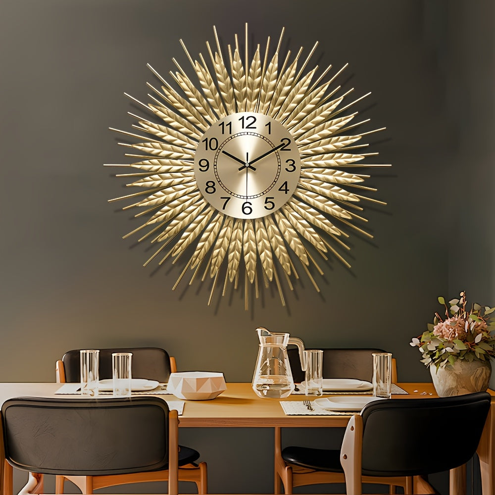 Golden Modern Silent Wall Clock For Living Room, 24 * 24 Inch Luxury Metal Decorative Wall Clocks, 3D Creative Timepiece For Home Decor Enthusiasts Perfect Gift For Housewarming Birthday