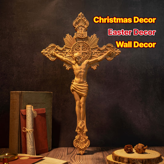 1pc Classic Wooden Jesus Birth Wall Hanging Decor, Religious Cross Desk Ornament, Home & Kitchen Festive Decor for Christmas, Easter, Thanksgiving, Versatile for Prayer Room & Multiple Room Settings