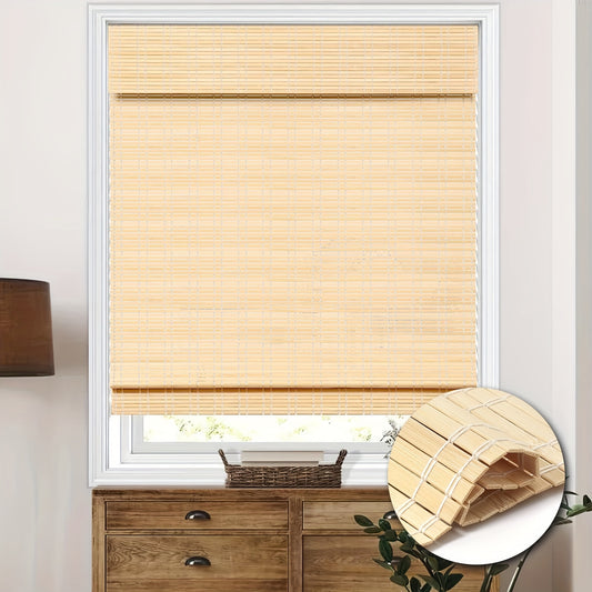 Cordless Bamboo Roman Shades, Light Filtering Bamboo Shades Blinds Window Treatment Roll Up Blind for Windows, Beige