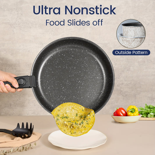 [24pcs Nonstick Cookware] 24pcs Nonstick Cookware Sets, Kitchen Pots And Pans Set | Detachable Handles, Healthy Kitchen Cooking Sets, Stackable RV Cookware, Dishwasher/Oven Safe, with Frying Pans & Saucepans, Safe Up to 350°