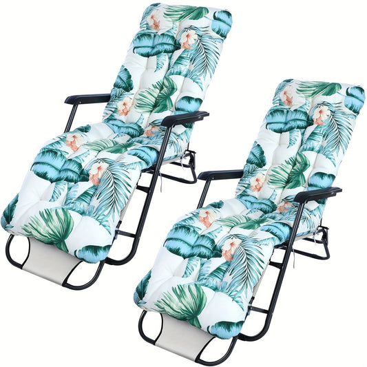 2pcs 67 X 21 Inch Lounge Chair Cushion Lounger Cushion Rocking Outdoor Chaise Lounge Cushion for Outdoor Furniture Floral Thick High Back Patio Chair Cushions with 8 Ties And Covers, ,  Floral Design, Stylish Lounger, Polypro