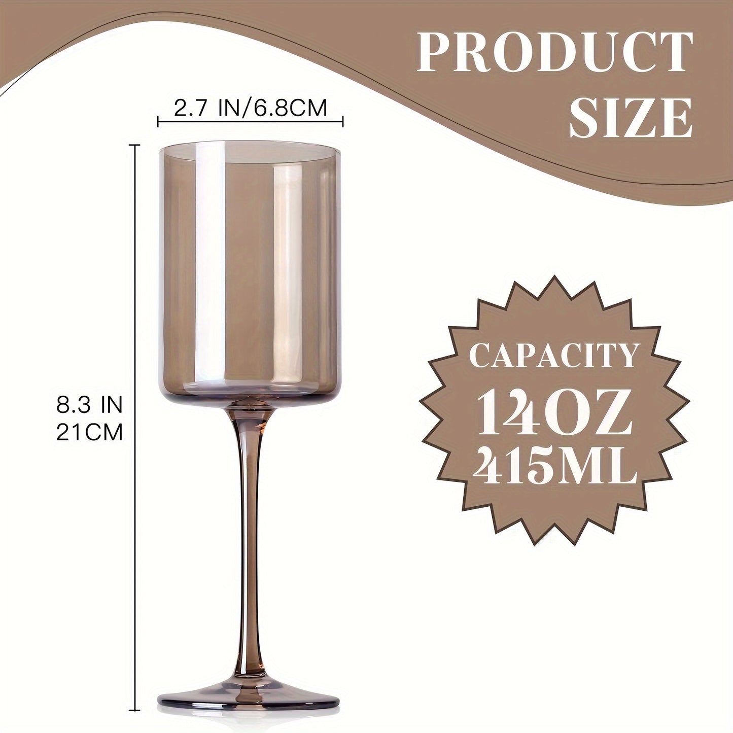 Soot Wine Glass Set (6-14 Oz) Hand Blown, Square Coloured Wine Glasses, Coloured Highball Glasses, Modern Wine Glasses Set Of 6, Wedding, Engagement, Couples, Anniversary And Christmas Eve, Christmas And Other Holiday Gifts