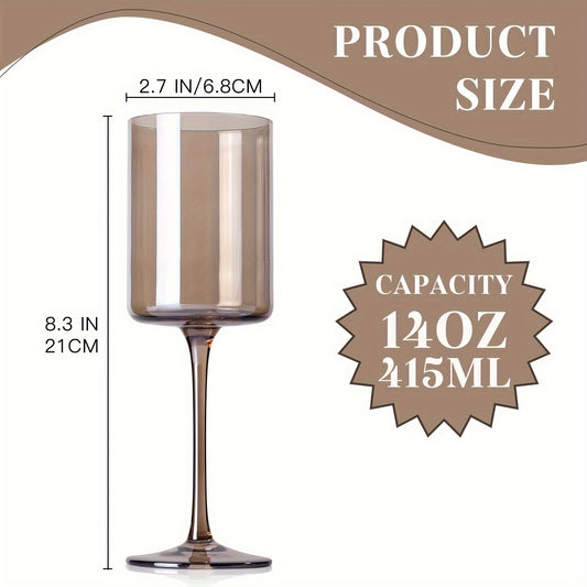 Soot Wine Glass Set (6-14 Oz) Hand Blown, Square Coloured Wine Glasses, Coloured Highball Glasses, Modern Wine Glasses Set Of 6, Wedding, Engagement, Couples, Anniversary And Christmas Eve, Christmas And Other Holiday Gifts