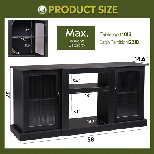 TV Stand, Retro Entertainment Center With Storage And Open Shelves, For 65 Inch TV, For Living Room And Bedroom