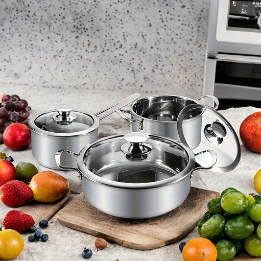 Set of 6 Nonstick Cookware Made of Stainless Steel, Suitable for Induction, Electric, And Gas Stoves, Dishwasher Safe