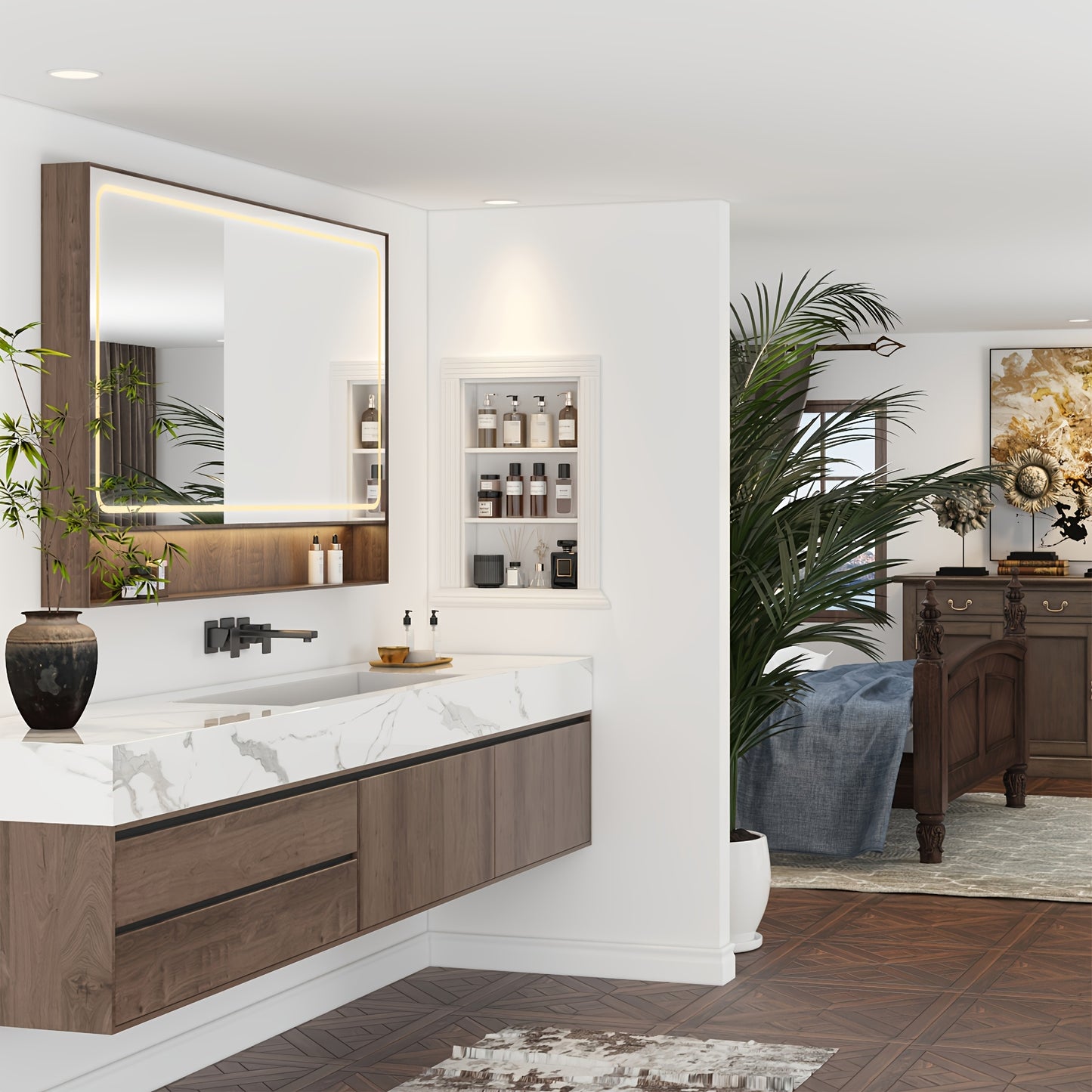 Recessed Shower Niche With Shelf, Recessed Shower Cabinet With 3 Shelves, No Tile Needed, Furniture For Home, Niche Shower For Bathroom Storage, Over-Mounted Installation, White