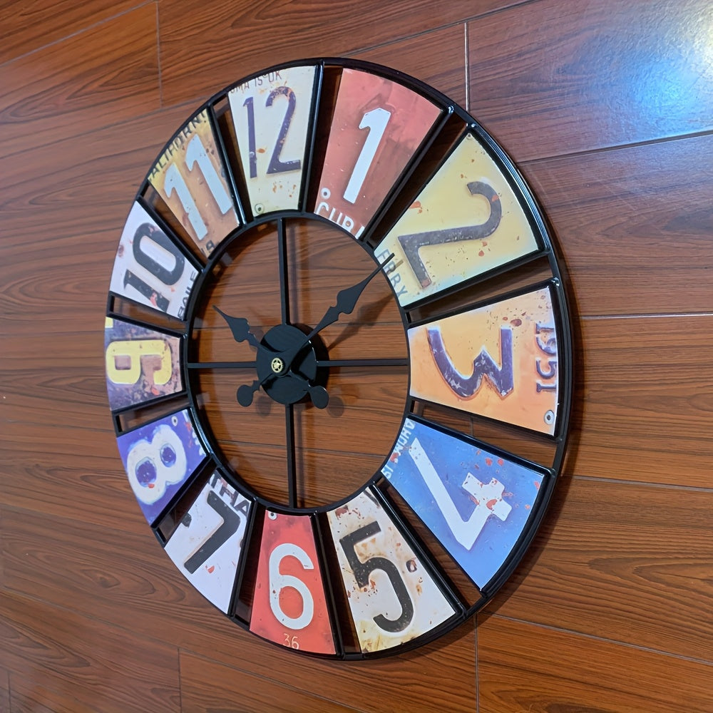 30" Retro 3D Metal Large Wall Clock, Silent Movement, For Outdoor And Indoor Use, Fashionable And Creative Timers, Home Decoration