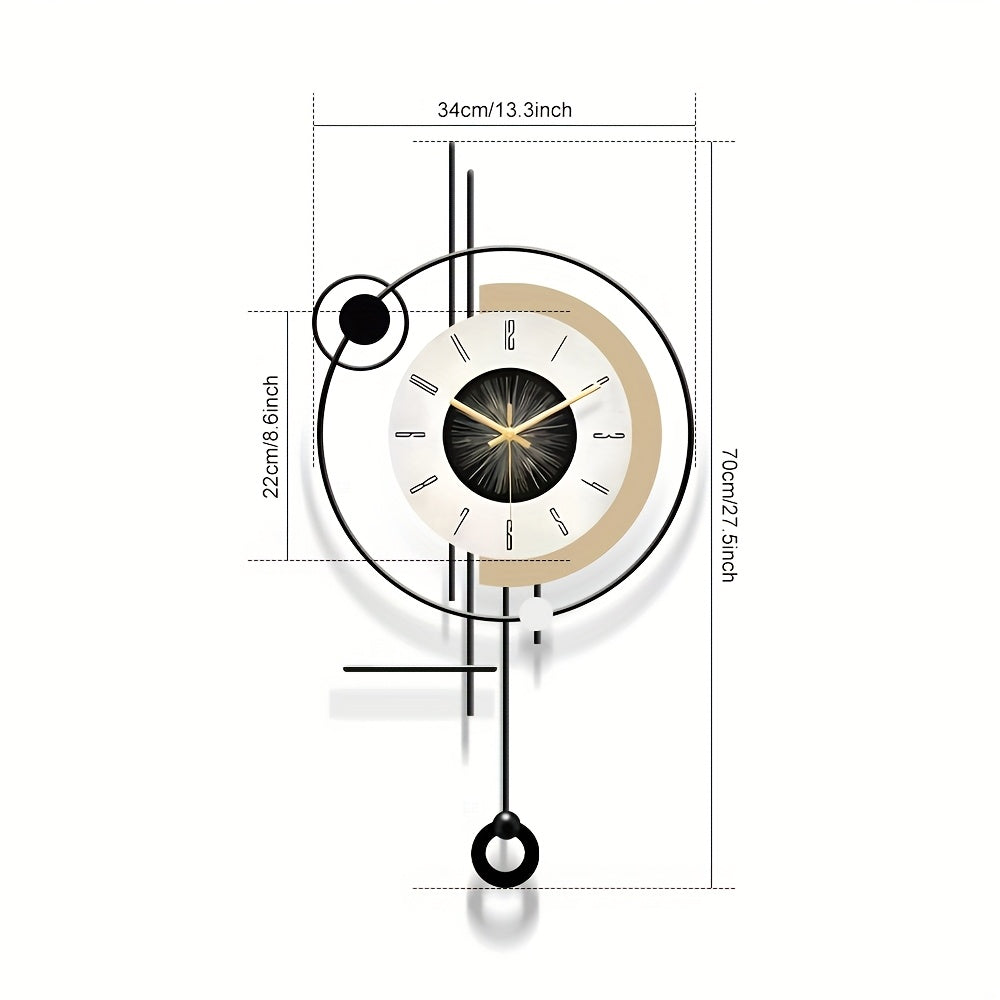 27*13in Large Modern Wall Clock with Light, Creative Silent Wall Clocks Decorative for Kitchen, Entryway, Bedroom, Office, Dinning Room, Metal Wall Decor