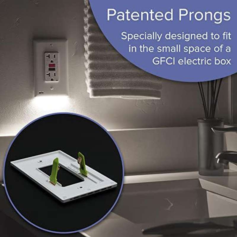 Wall Plate with LED Night Lights for GFCI Outlets | Auto On Off Sensor, Replaces Plug-In Night Light, Uncharged Power Mode