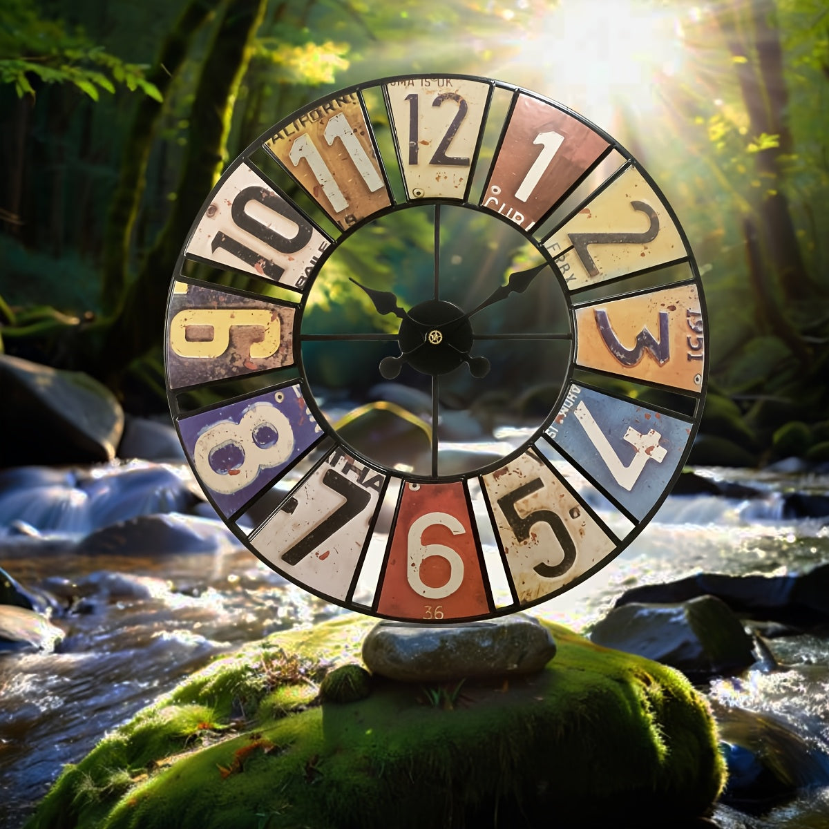 30" Retro 3D Metal Large Wall Clock, Silent Movement, For Outdoor And Indoor Use, Fashionable And Creative Timers, Home Decoration