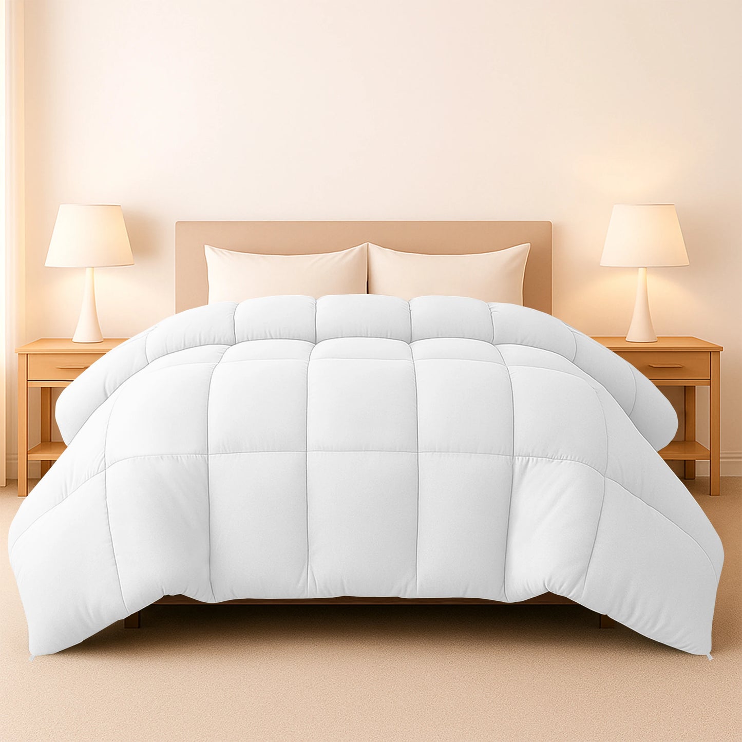 Lux Decor Down Alternative Comforter – 1 Piece Fluffy Duvet Insert with Box Stitch Design – Soft and Cozy Bedding, 102" x 90"