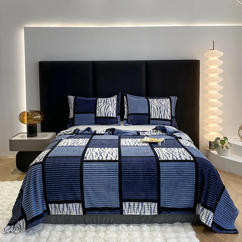 Soft Plush Plaid Throw Blanket All Season Multifunctional for Sofa Bed Office Travel Camping Napping, Ideal Christmas Gift