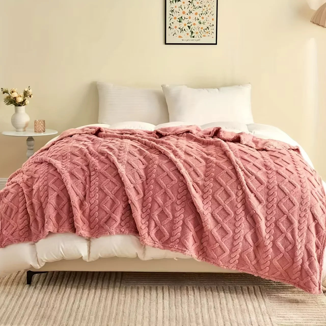 Lamb Fleece Blanket Comfortable Soft Plush Thick Warm Blanket Soft Warm Plush Air Conditioning Blanket Flannel Throw Blanket