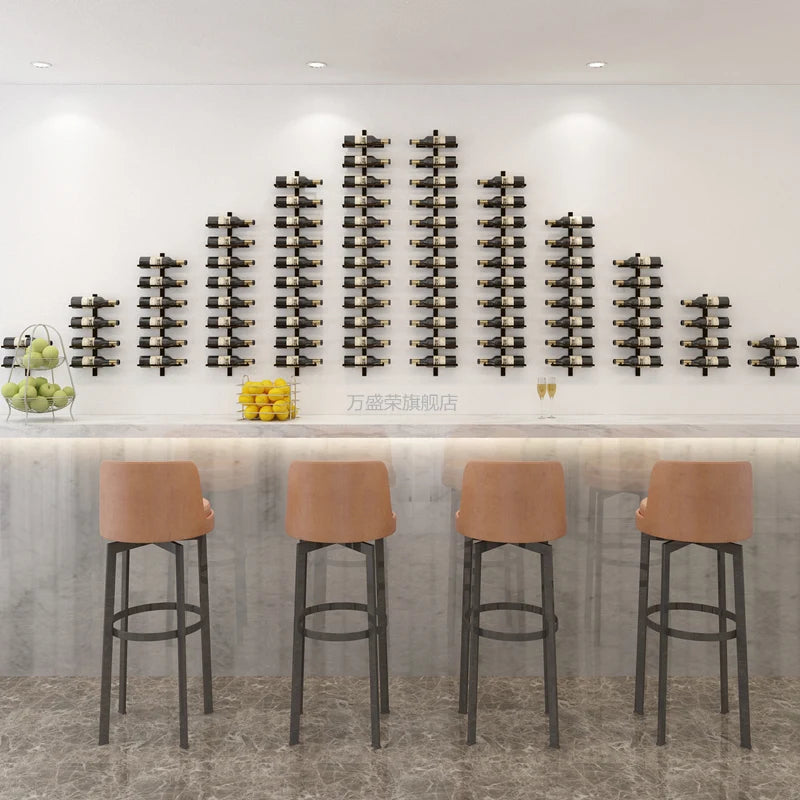 Wine Racks Iron Creative Wine Holder Household Wall Mount Champagne Bottle Shelf Whisky Wine Rack Home Christmas Decoration