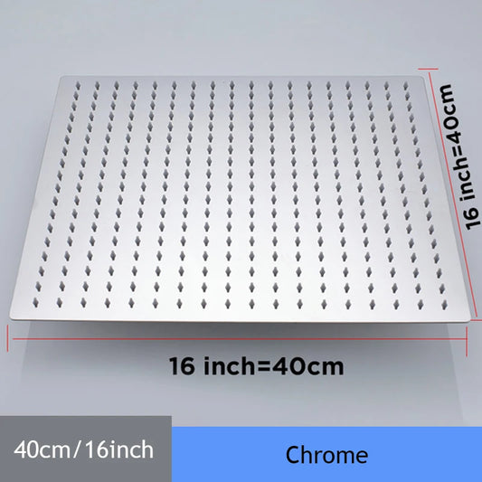 Shower Head 16 Inch Luxury Ultrathin Rainfall Shower Head Stainless Steel Chrome Nickel Bathroom Faucet Accessory