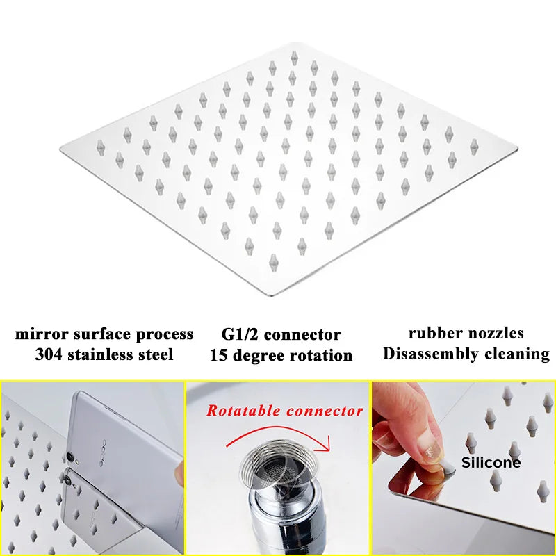 Wholesale And Retail 40cm * 40cm Rainfall Shower Head 16 Inch Ceiling Rain Shower Rain Shower Head 16 Inch