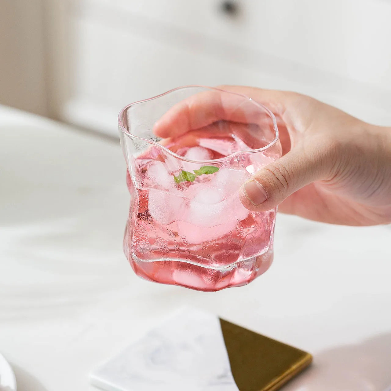 Chamvin Japanese Edo Designer Crumple Paper Irregular Shape Crystal Wine Spirit XO Brandy Cup Whisky glass