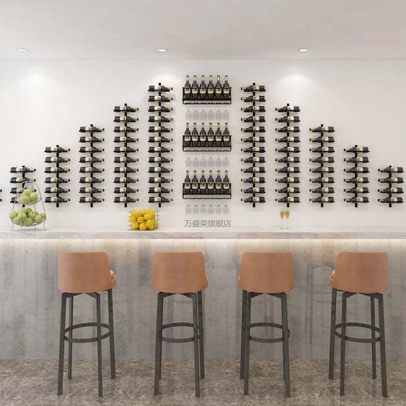 Wine Racks Iron Creative Wine Holder Household Wall Mount Champagne Bottle Shelf Whisky Wine Rack Home Christmas Decoration