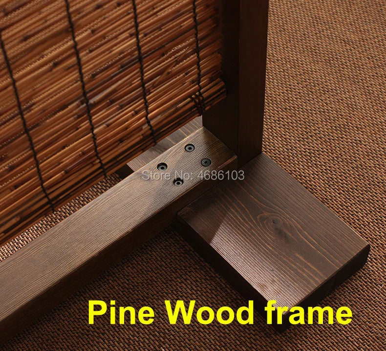 Chinese Style Natural Reed Folding Wood Room Screens Partition Porch Outdoor Divider for Hotel Coffee/Tea Room Decoration
